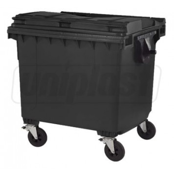 Cos pentru transportarea deseurilor 1100 L din plastic pe roti (negru) UNI
