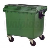 Cos pentru transportarea deseurilor 1100 L din plastic pe roti (verde) UNI Cos pentru transportarea deseurilor 1100 L din plastic pe roti (verde) UNI