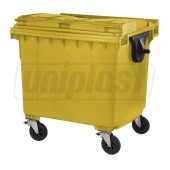 Cos pentru transportarea deseurilor 1100 L din plastic pe roti (galben) UNI Cos pentru transportarea deseurilor 1100 L din plastic pe roti (galben) UNI