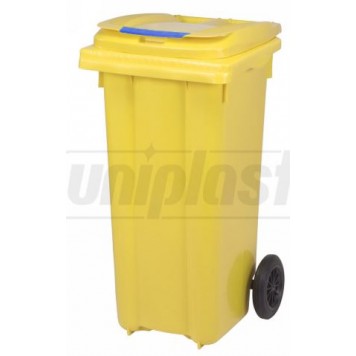Cos pentru transportarea deseurilor 120 L pe roti (galben) UNI