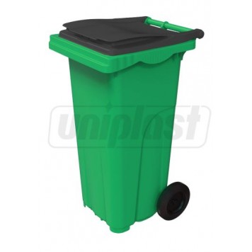 Cos HDPE pentru transportarea deseurilor 120 L pe roti (verde inchis cu capac negru) UNIPLAST TR