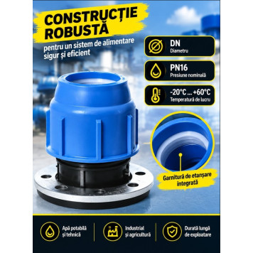 Adaptor compresiune cu flansa D. 63 x 2" / 16 A (flansa 4 gauri) -1