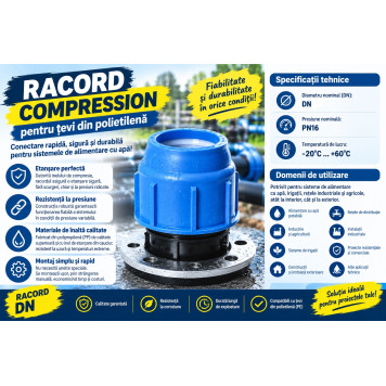 Adaptor compresiune cu flansa D. 63 x 2" / 16 A (flansa 4 gauri) -2